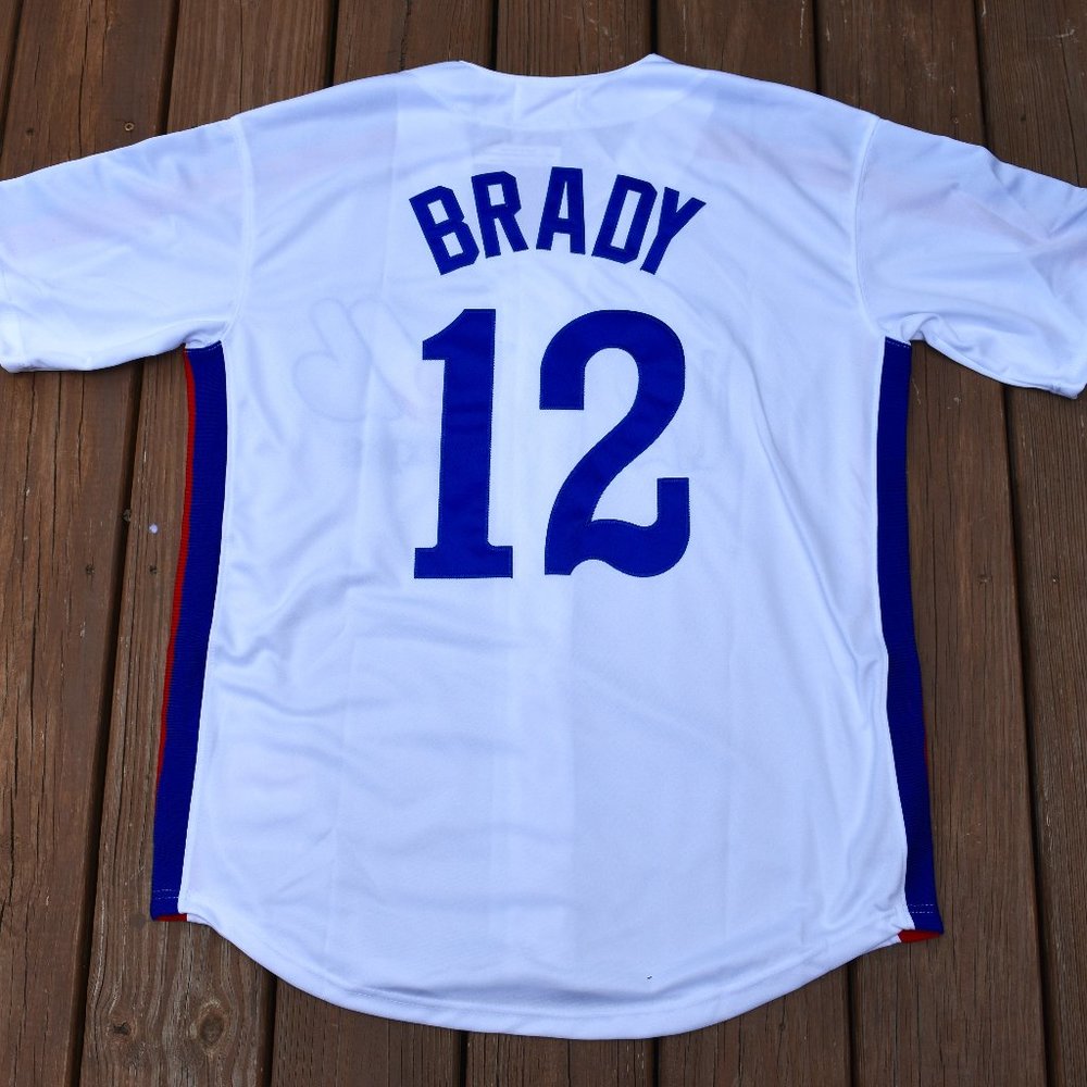 New!! Tom Brady Montreal Expos White Home Baseball Jersey Adult Men's Large